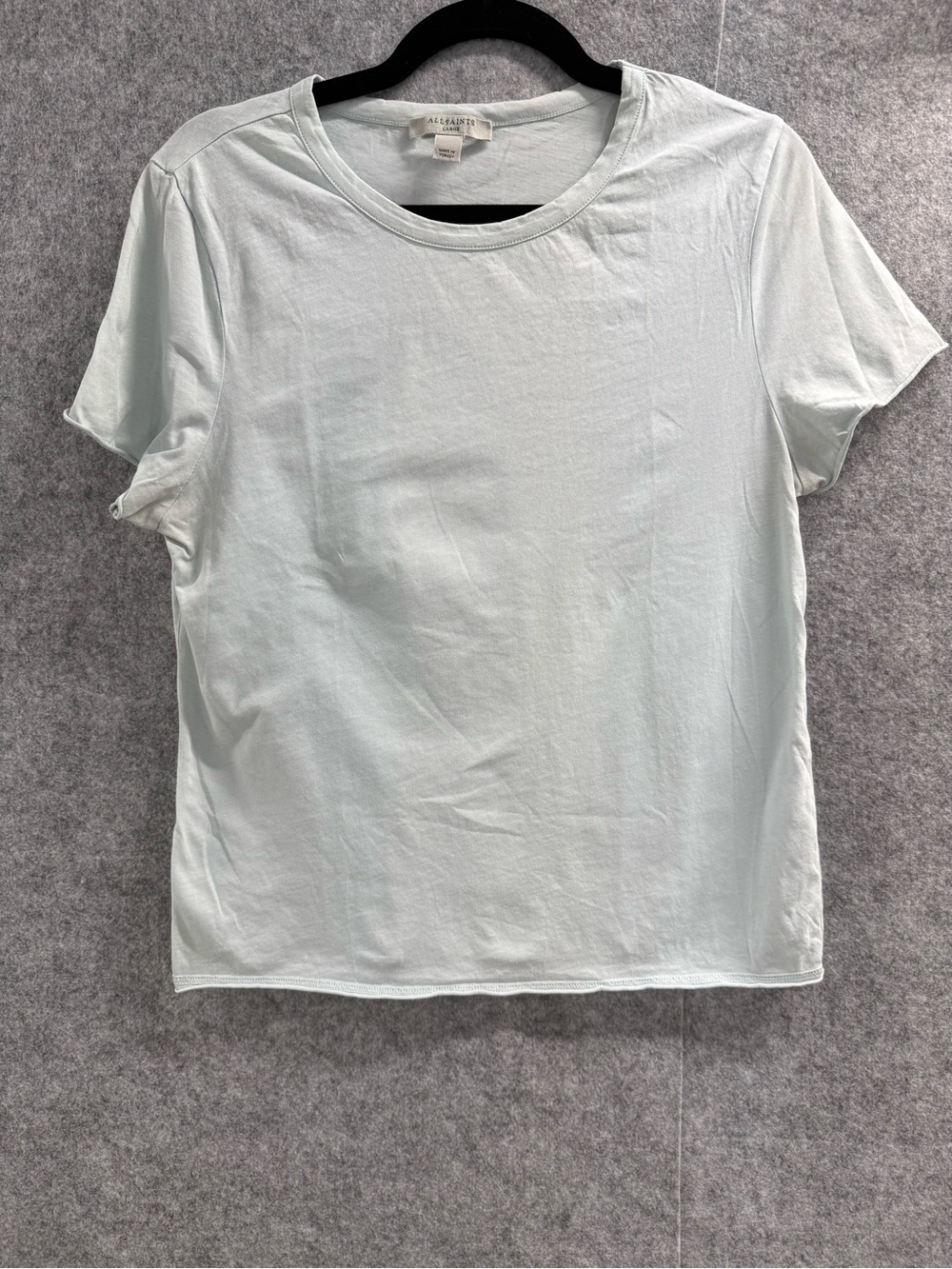 All Saints Light Blue Short Sleeve Crew Tee 100% Organic Cotton